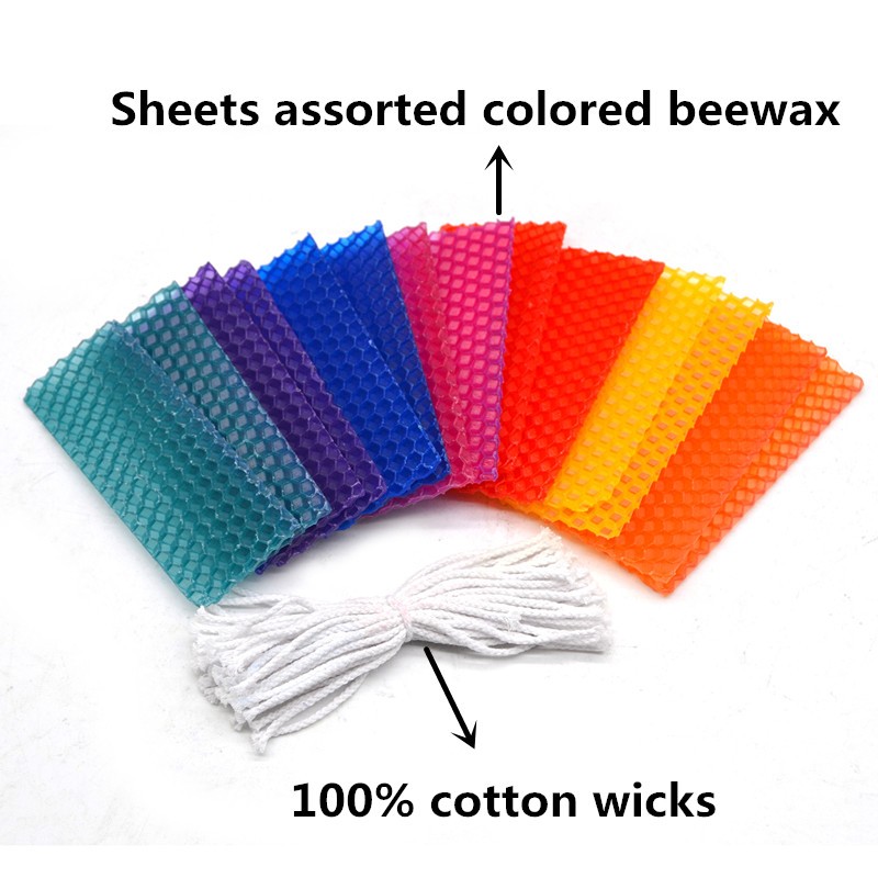 12 PCs Beeswax Candle Making Kit DIY Colorful Honeycomb Sheets Rolling Candle  Kit for Hanukkah Party Rolling Candle Mold 